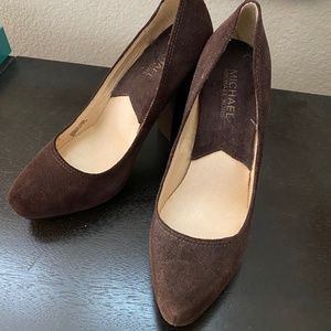 Michael Kors Brown Suede Platform Block Heels - Sz 7